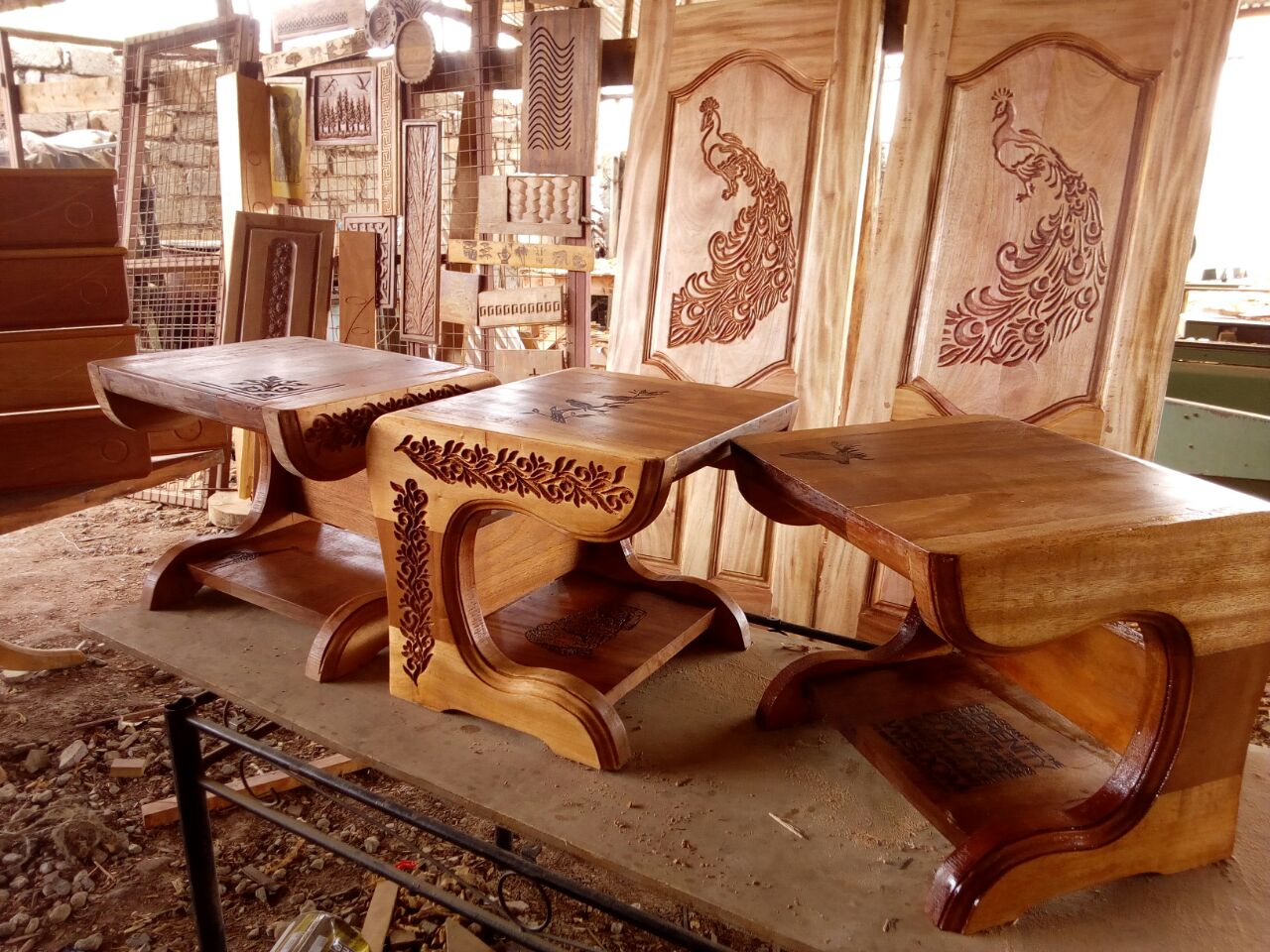 Stools and peaccock doors